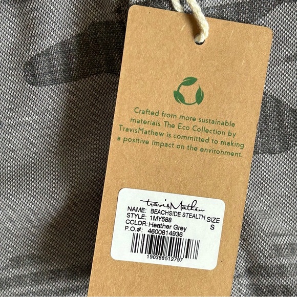 NWT Travis Mathew Beachside Stealth Golf Polo Heather Gray Small Eco Collection - Picture 7 of 13